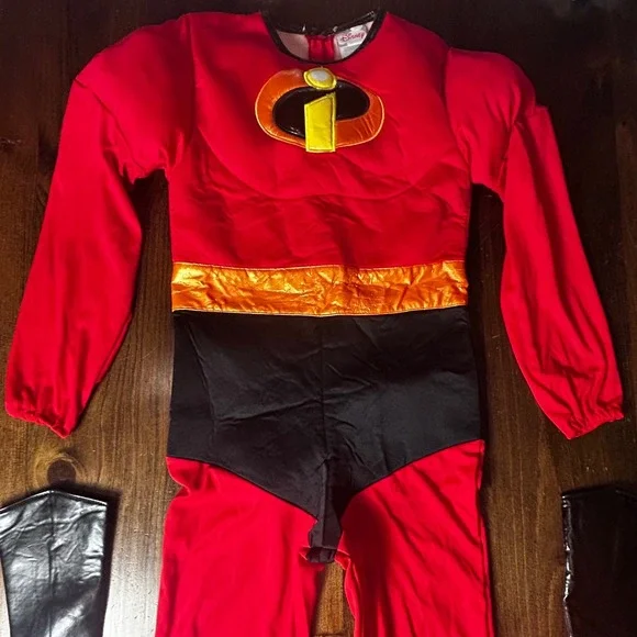 Disney‎ The Incredibles Halloween Costume Kids Large Super Hero Red Black Gloves - Picture 3 of 10